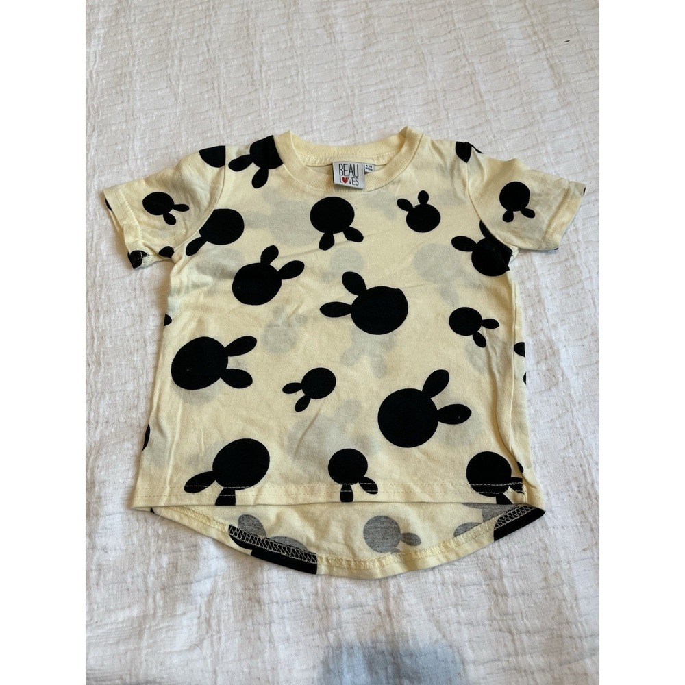 Beau Loves Pale Yellow Bunny Tshirt 6-12m